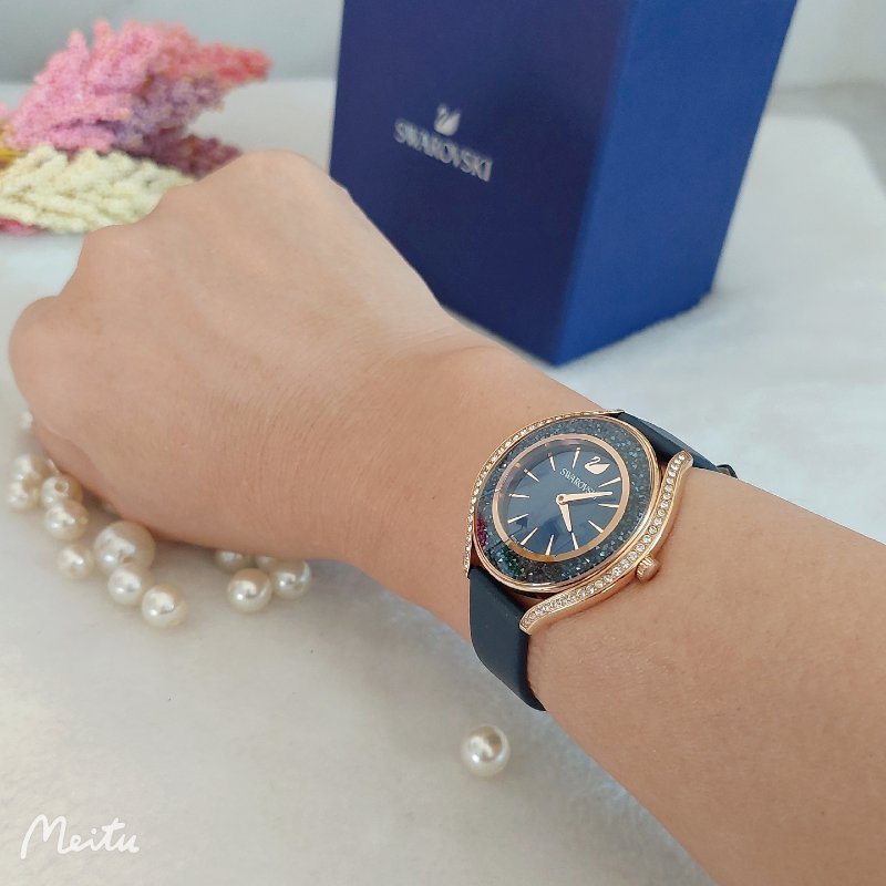 Swarovski 施華洛世奇 Crystalline Aura 璀璨光環時尚腕錶玫瑰金x藍（石英錶）~二手-66