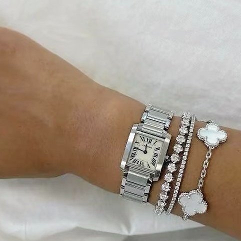 CARTIER - 方形鋼帶Tank Française石英錶 ╻小號-0