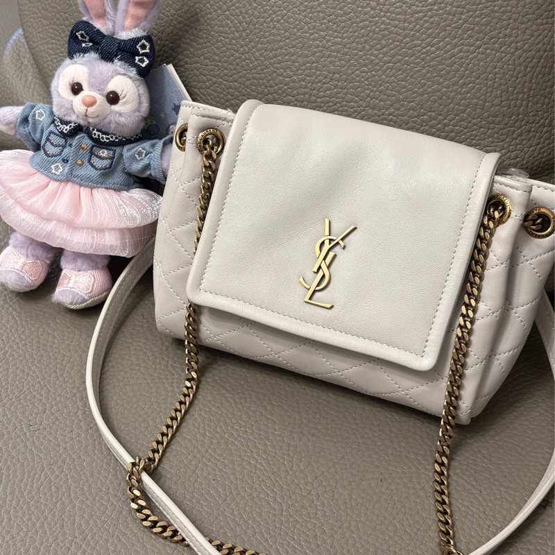 YSL noilta 白色小羊皮鏈條包 金鏈 兩用包-0