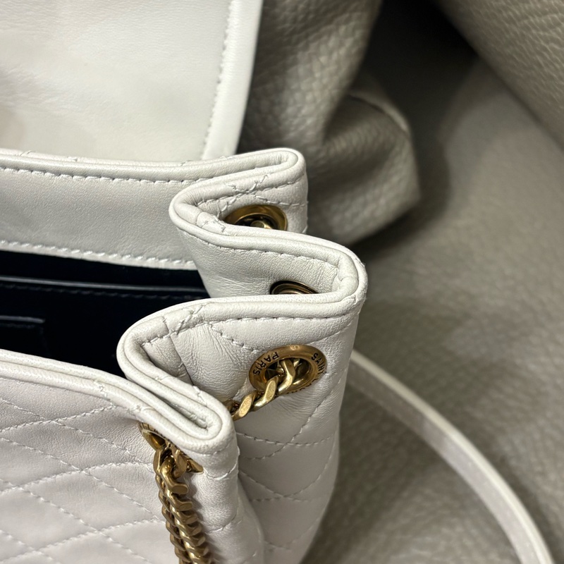 YSL noilta 白色小羊皮鏈條包 金鏈 兩用包-9