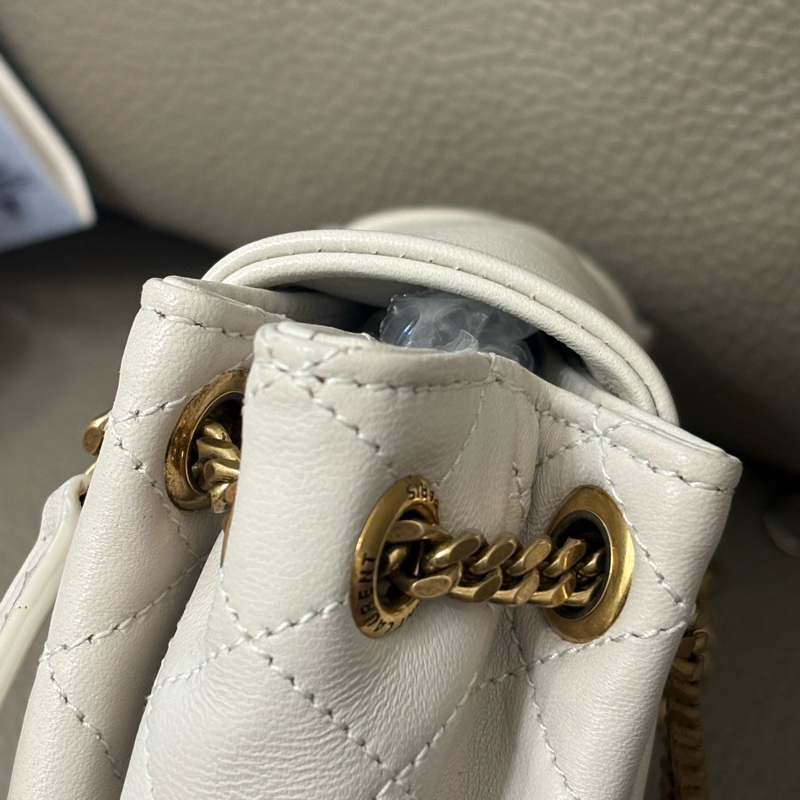 YSL noilta 白色小羊皮鏈條包 金鏈 兩用包-10