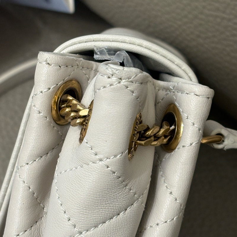 YSL noilta 白色小羊皮鏈條包 金鏈 兩用包-11