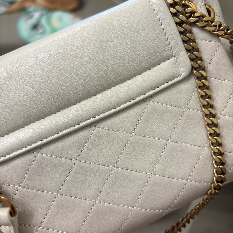 YSL noilta 白色小羊皮鏈條包 金鏈 兩用包-13
