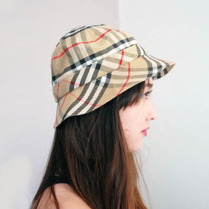 BURBERRY 巴寶莉  經典格紋漁夫帽(典藏米)~近新品閒置品-4
