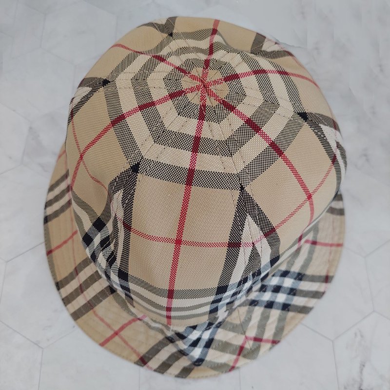 BURBERRY 巴寶莉  經典格紋漁夫帽(典藏米)~近新品閒置品-8