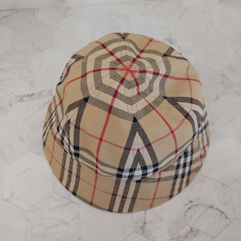 BURBERRY 巴寶莉  經典格紋漁夫帽(典藏米)~近新品閒置品-17