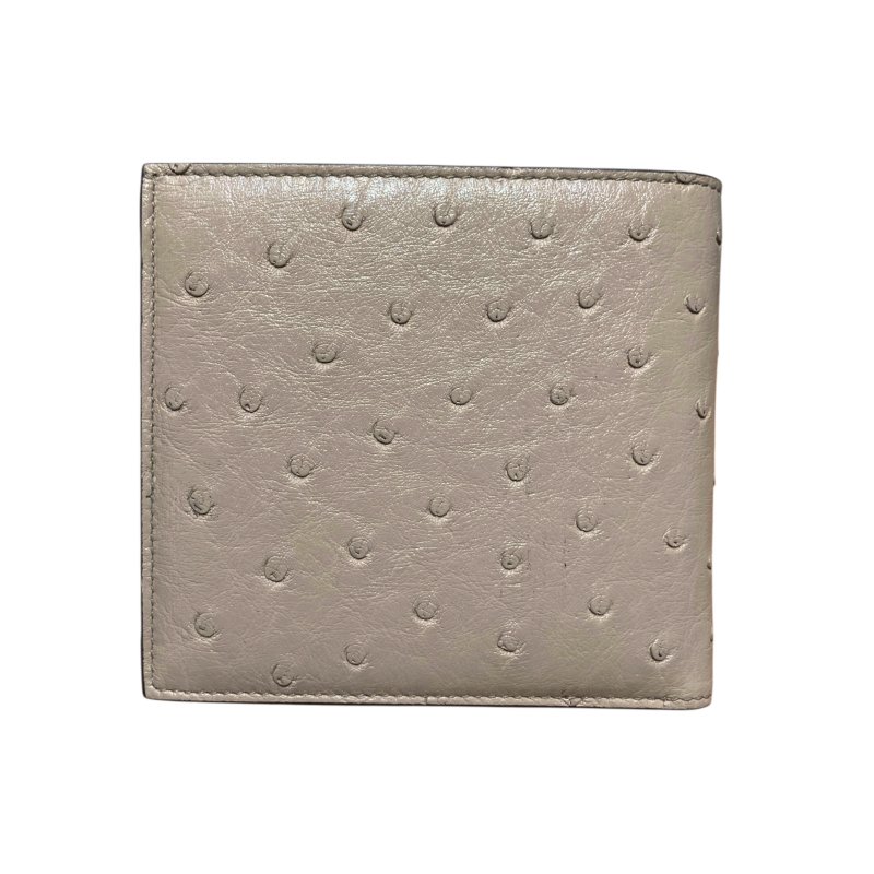 BVLGARI 寶格麗  293296S BVLGARI MAN 系列短夾 鴕鳥皮 灰色 銀釦-1