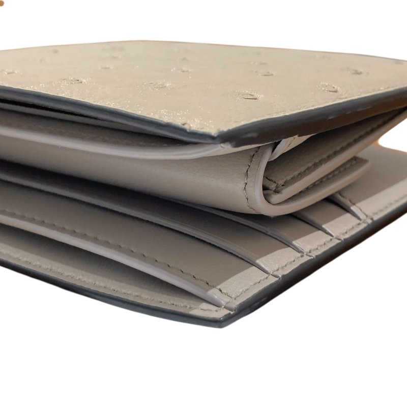 BVLGARI 寶格麗  293296S BVLGARI MAN 系列短夾 鴕鳥皮 灰色 銀釦-9