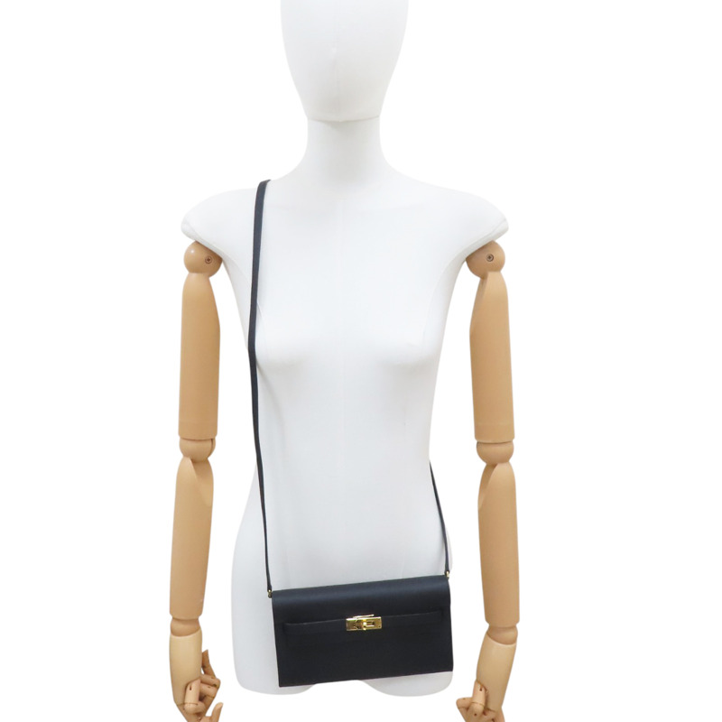 黑色 EPSOM牛皮 KELLY TO GO 肩背包 金扣 B刻-7