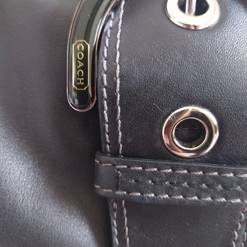 Coach 黑色牛皮肩背側背包-63