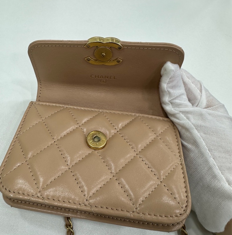 Chanel 香奈兒金球包woc mini 21a 粉紅櫻花分鏈包 31開-5