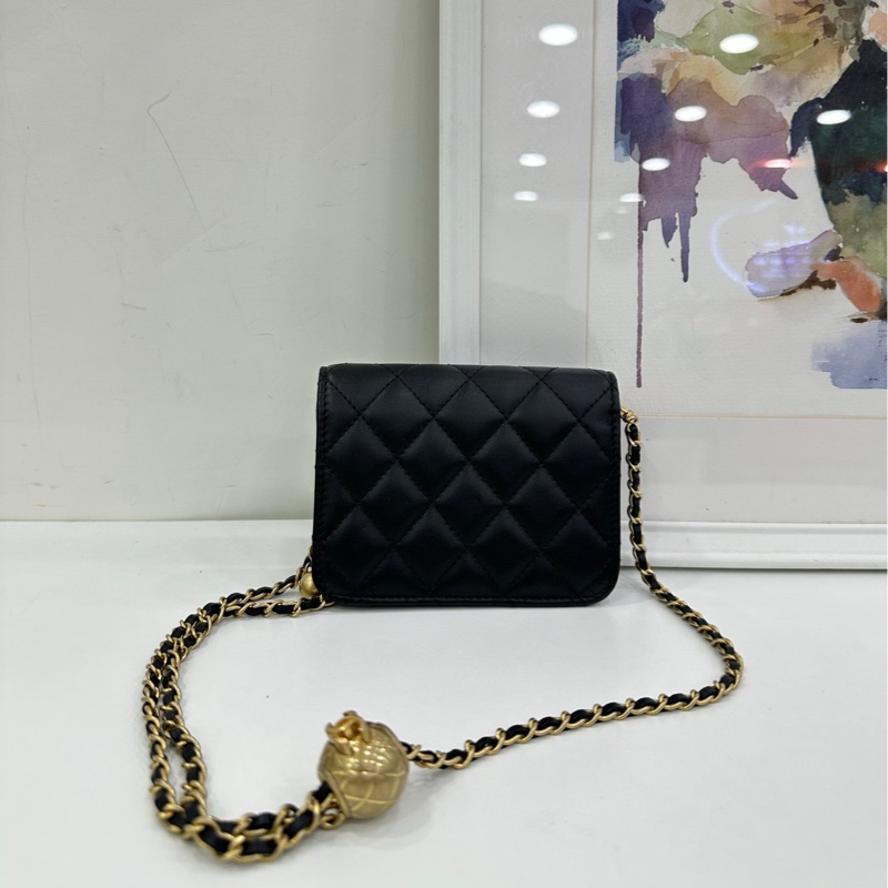 Chanel香奈兒 小廢包 22B黑色金球mini woc 22年晶片款-1