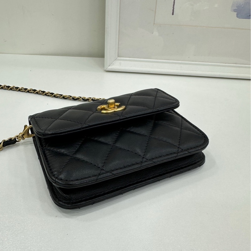 Chanel香奈兒 小廢包 22B黑色金球mini woc 22年晶片款-4