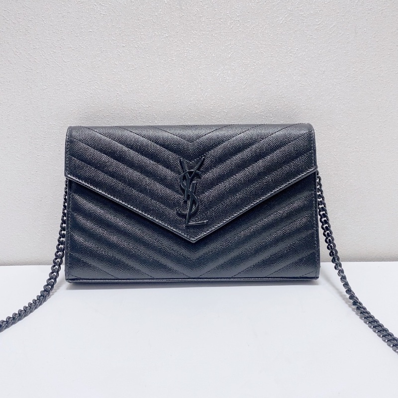 YSL so black全黑小號信封包鏈條包22.5×4×14 98新配件塵袋-1