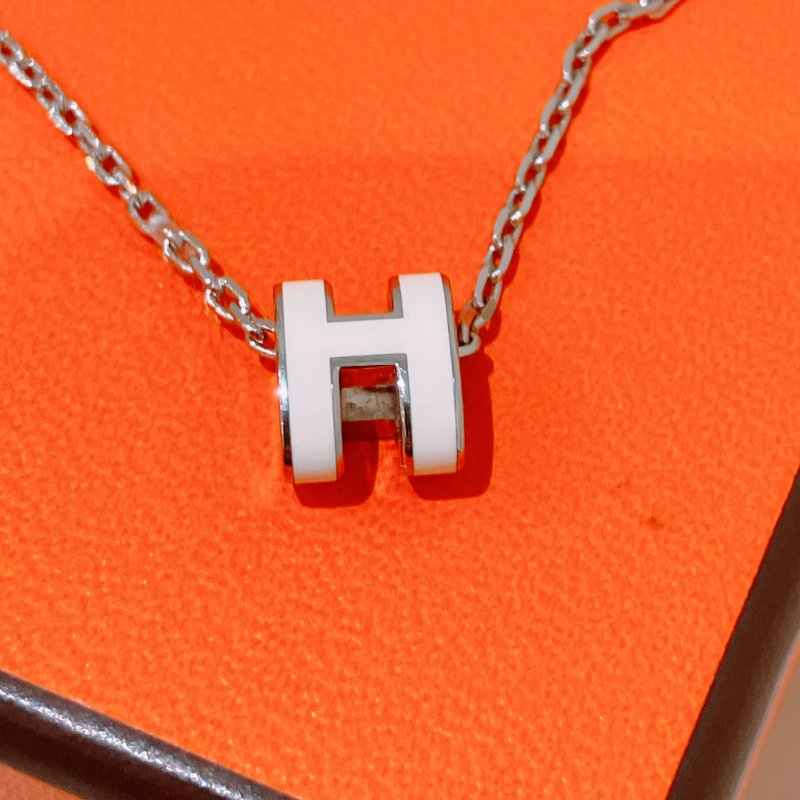 TK1953 Hermes 愛馬仕迷你H字項鍊 Mini Pop H Necklace Cream x PHW-1