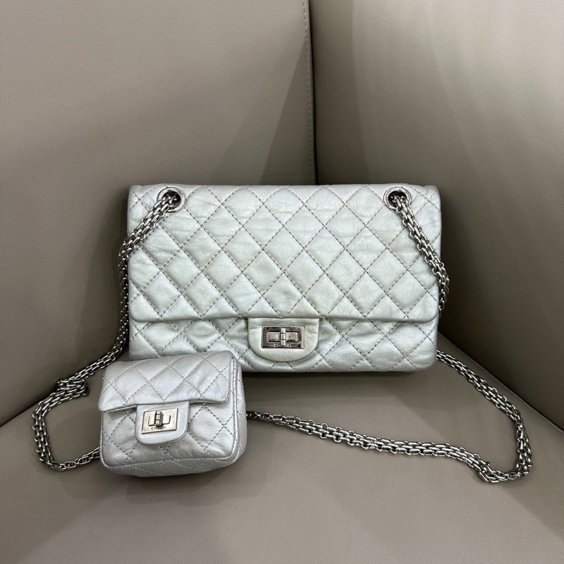 Chanel太空銀2.55小號子母包 24*14 98新配件塵袋-1