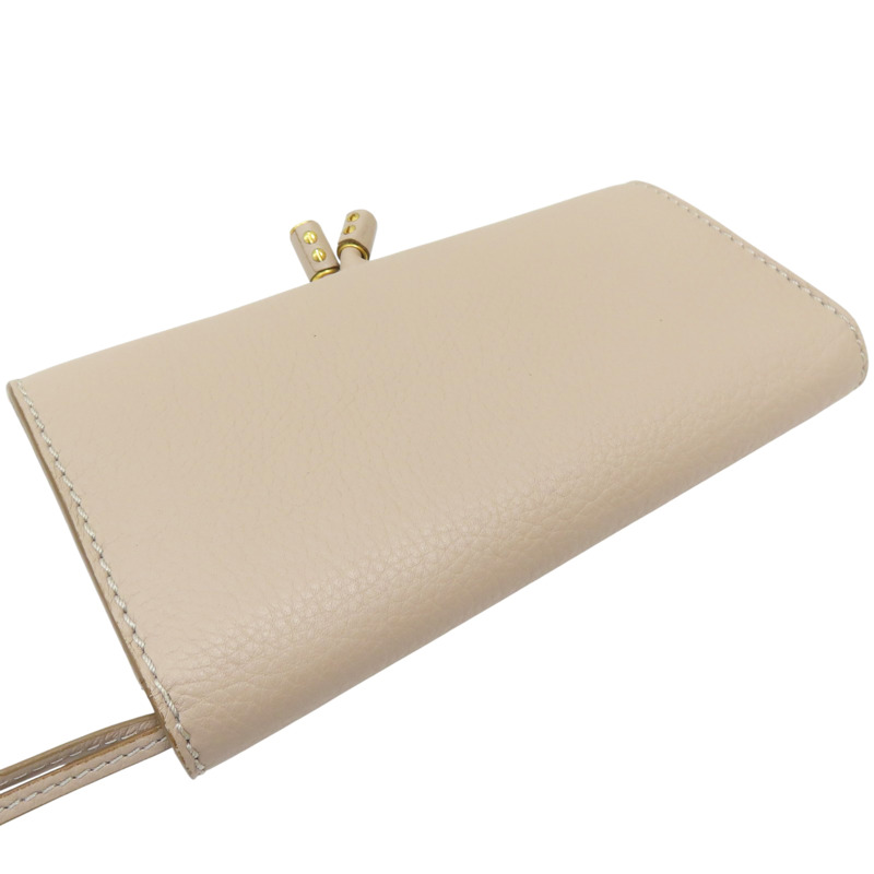 米色 牛皮 Marcie 釦式長夾【Chloe 克羅伊】-3