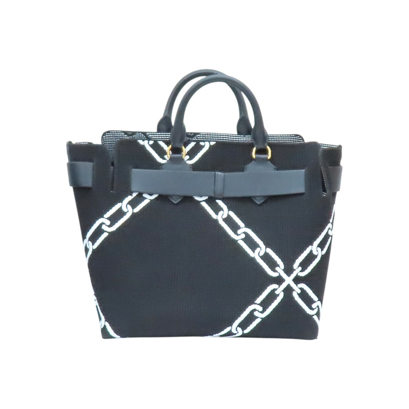 黑色帆布 Knitted Link 兩用包 8006497【BURBERRY 巴寶莉】 8006497-1