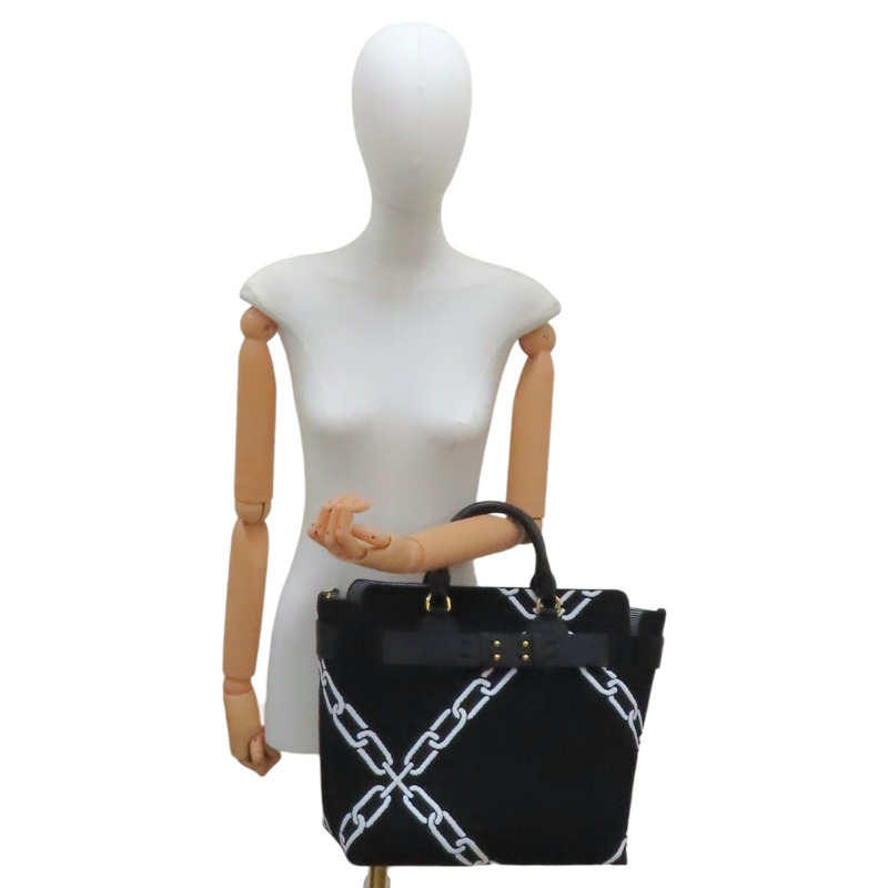 黑色帆布 Knitted Link 兩用包 8006497【BURBERRY 巴寶莉】 8006497-9