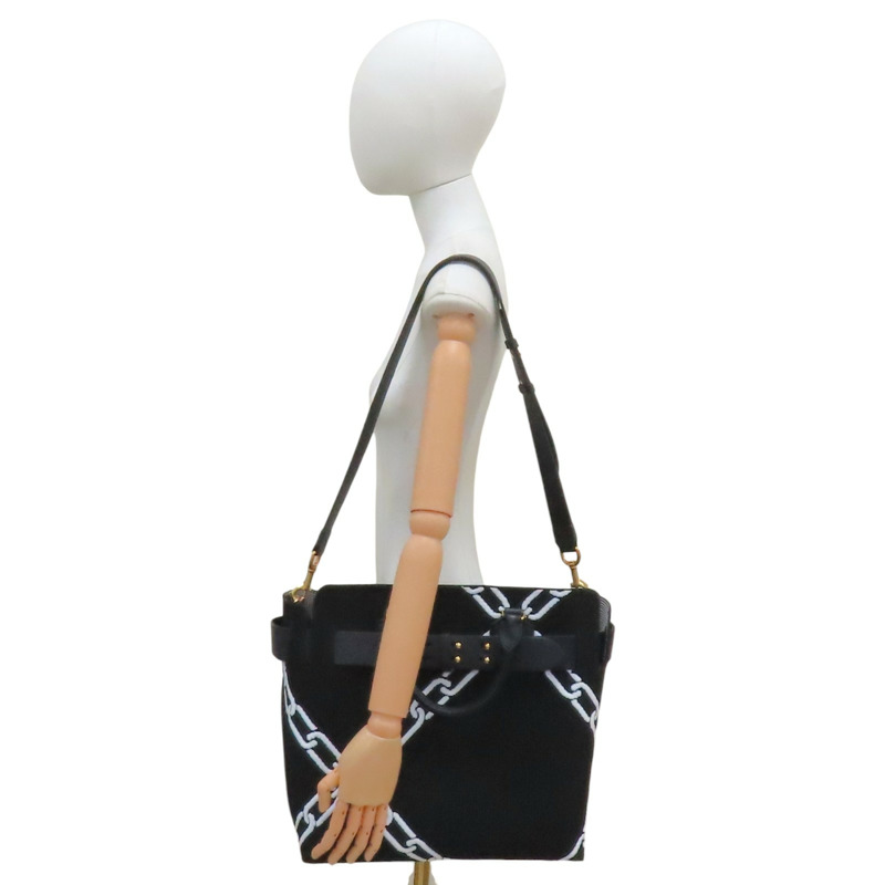 黑色帆布 Knitted Link 兩用包 8006497【BURBERRY 巴寶莉】 8006497-10