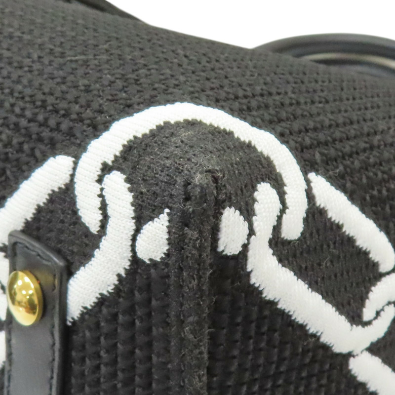 黑色帆布 Knitted Link 兩用包 8006497【BURBERRY 巴寶莉】 8006497-12