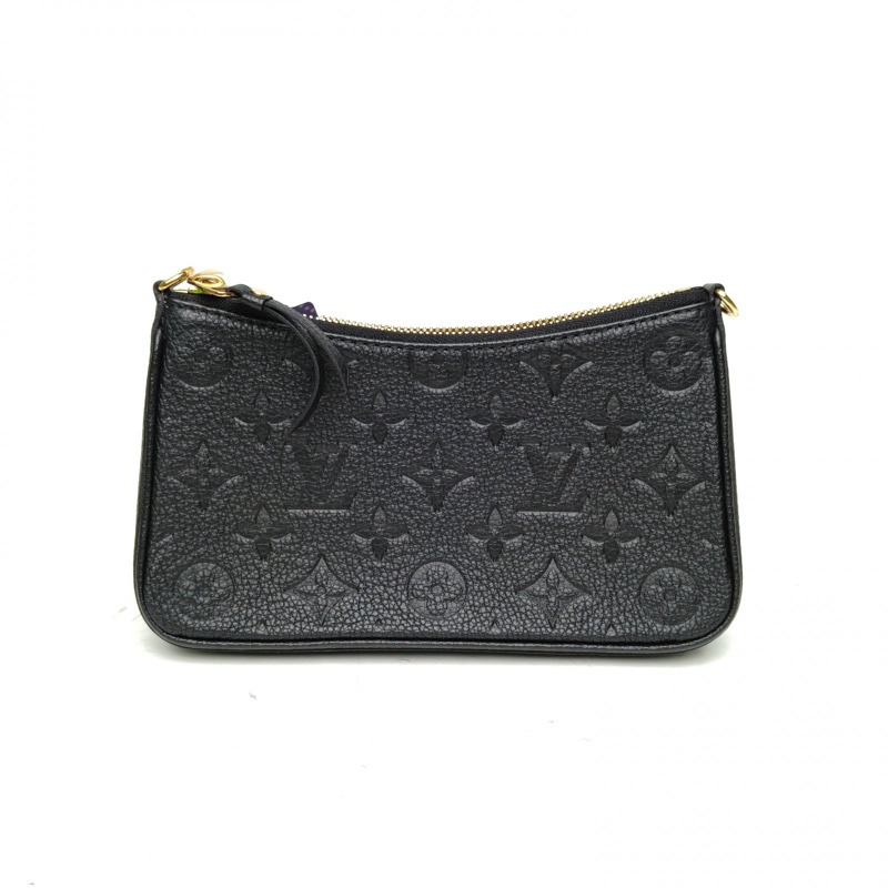 LOUIS VUITTON Easypouch單肩腋下包全皮壓紋黑色牛皮金扣晶片-2