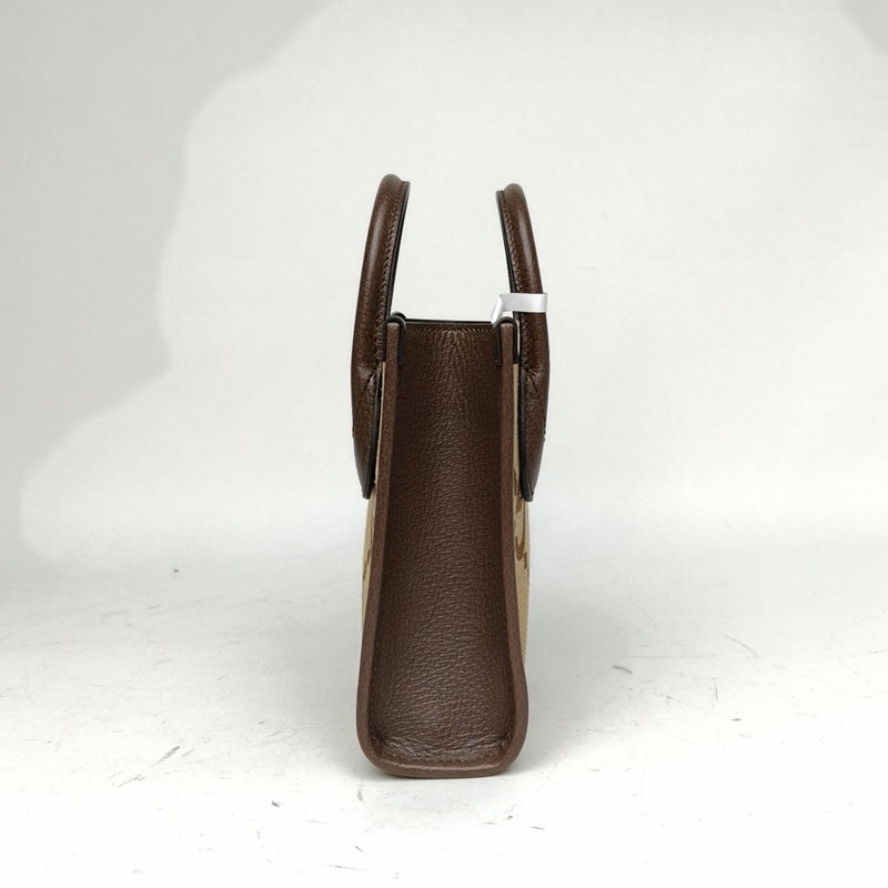 GUCCI 大號雙G圖案迷你托特包配紅綠織帶烏木色帆布金扣肩背包-1