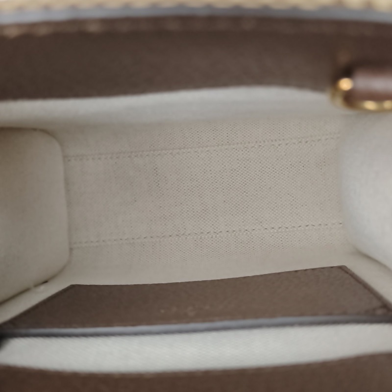 GUCCI 大號雙G圖案迷你托特包配紅綠織帶烏木色帆布金扣肩背包-4