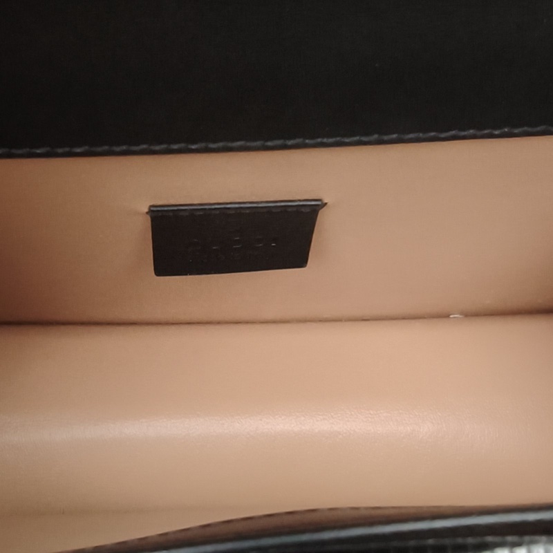 GUCCI Dionysus酒神小號25黑色蜥蜴皮鑽扣肩背包-5