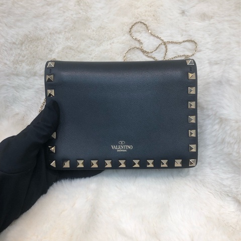 Valentino 黑色窩釘 Chain bag XC277
