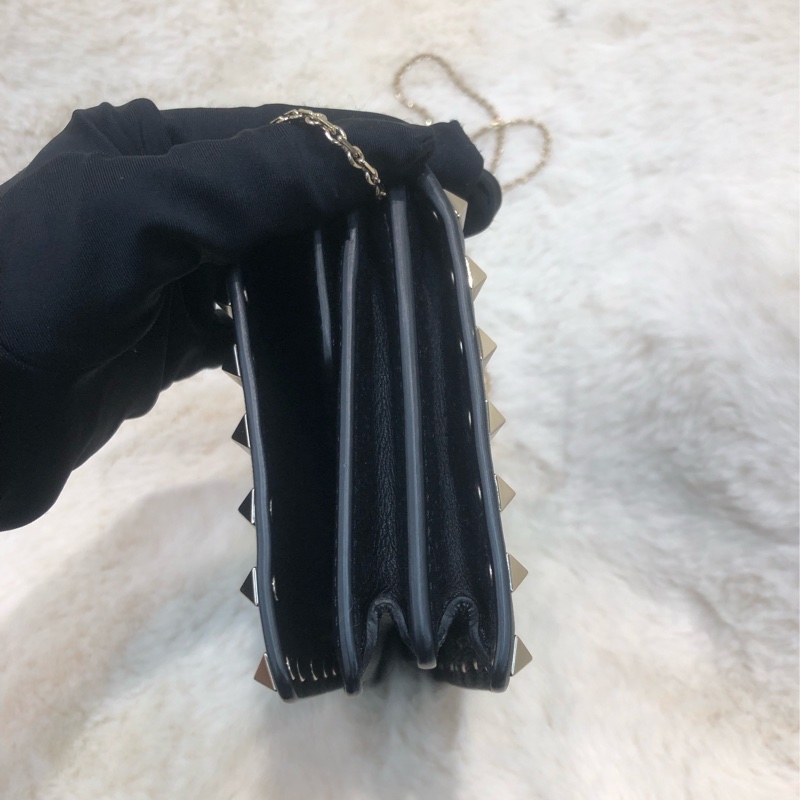 Valentino 黑色窩釘 Chain bag XC277-3