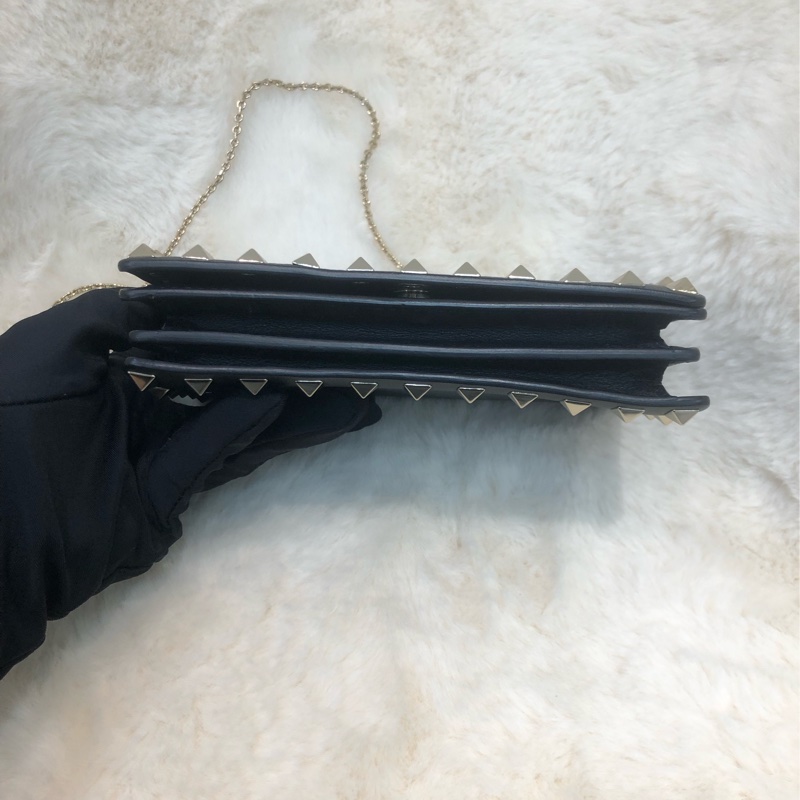 Valentino 黑色窩釘 Chain bag XC277-4