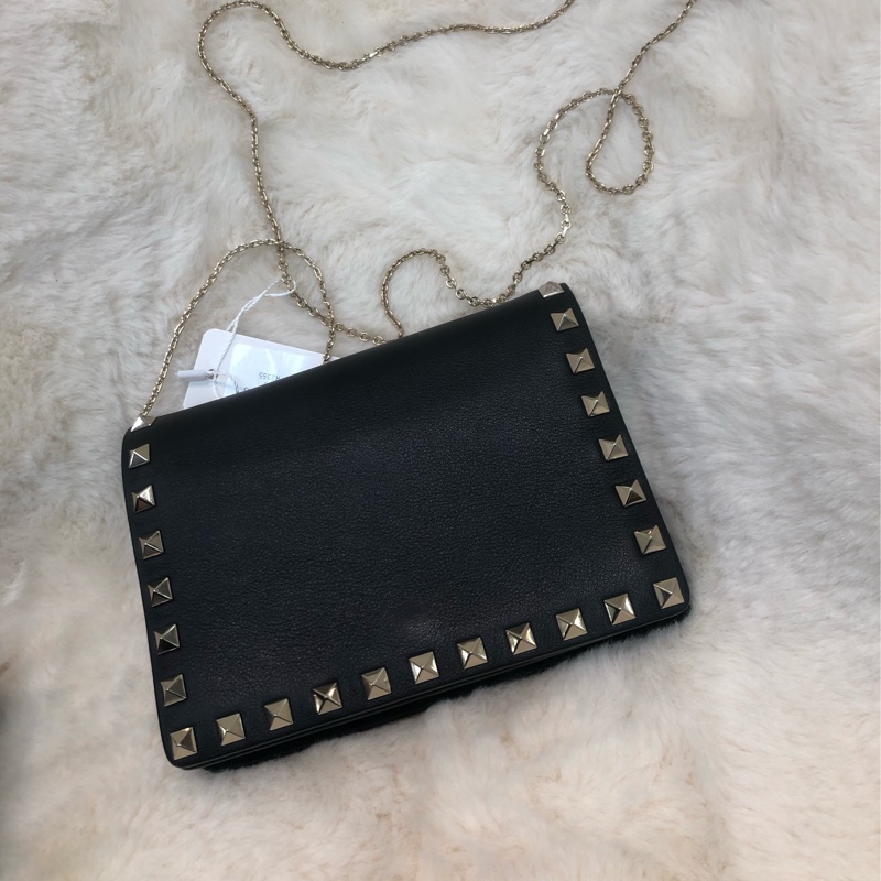 Valentino 黑色窩釘 Chain bag XC277-6