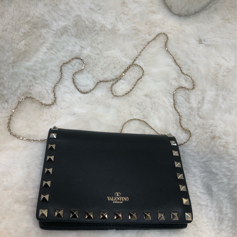 Valentino 黑色窩釘 Chain bag XC277-7
