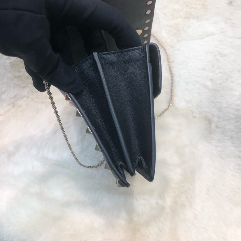 Valentino 黑色窩釘 Chain bag XC277-8