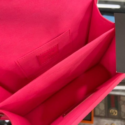 東區正精品㊣LV MINI DAUPHINE M20747 全新達芙妮螢光粉紅色簇絨粒面小牛皮肩背斜背包 RA1600-5