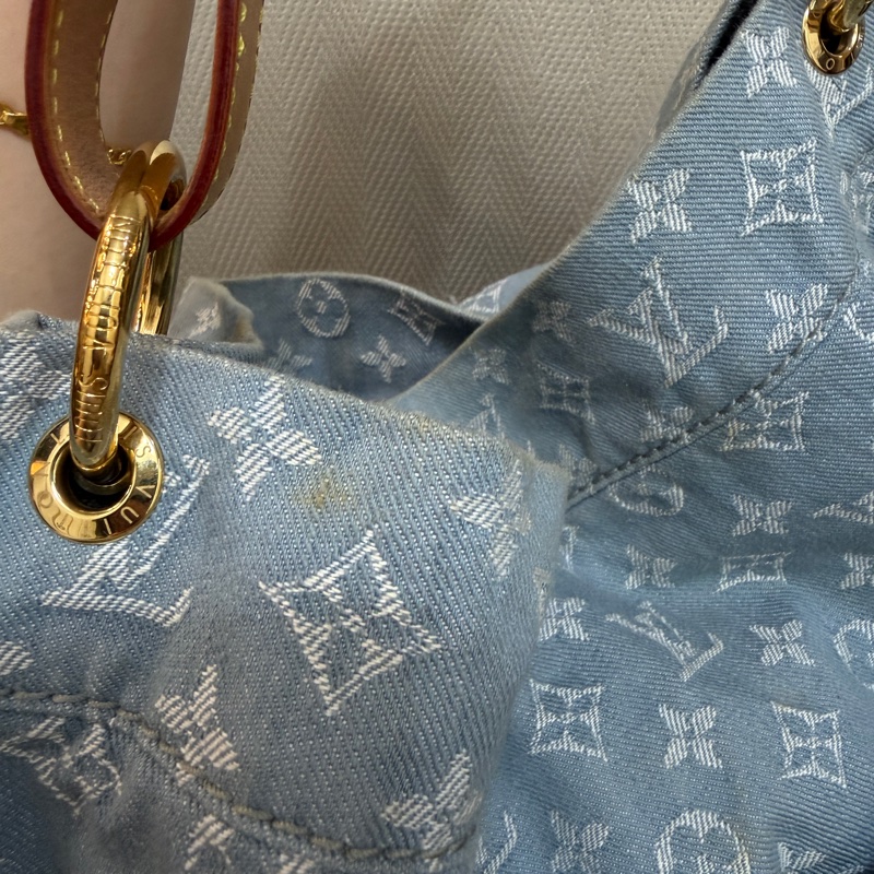 LV 藍丹寧布白Logo Daily GM手提肩背托特包M40492-1