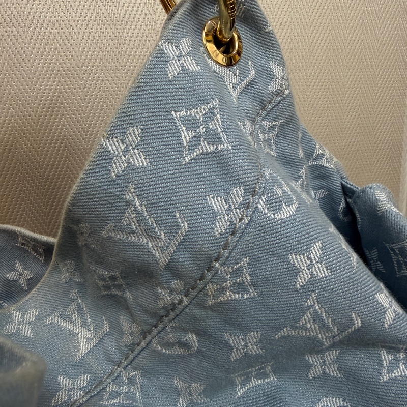 LV 藍丹寧布白Logo Daily GM手提肩背托特包M40492-2