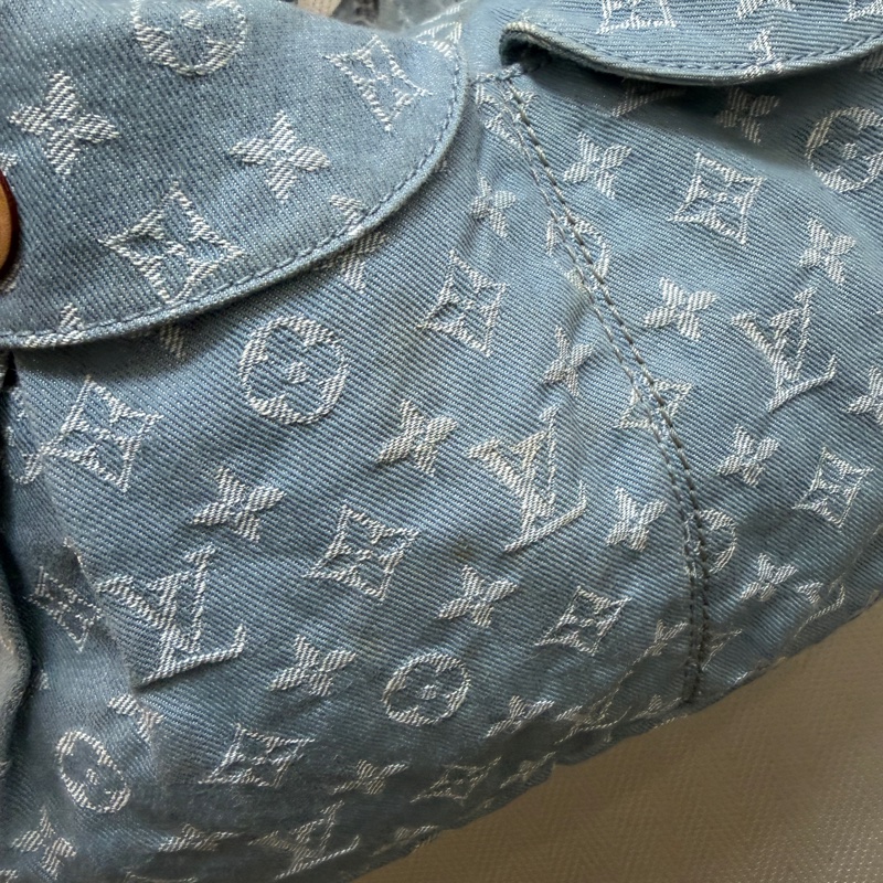 LV 藍丹寧布白Logo Daily GM手提肩背托特包M40492-3