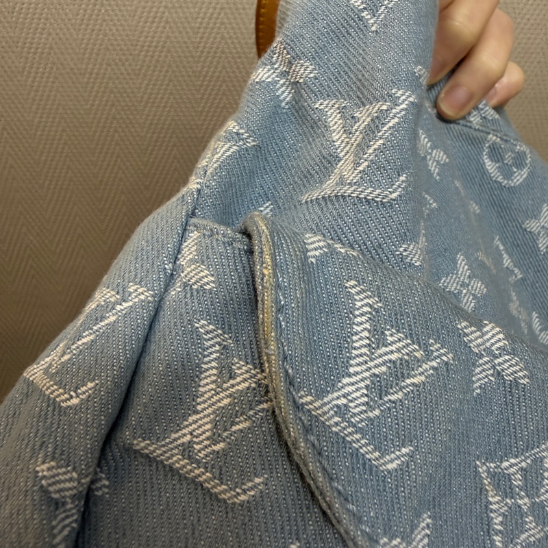 LV 藍丹寧布白Logo Daily GM手提肩背托特包M40492-5