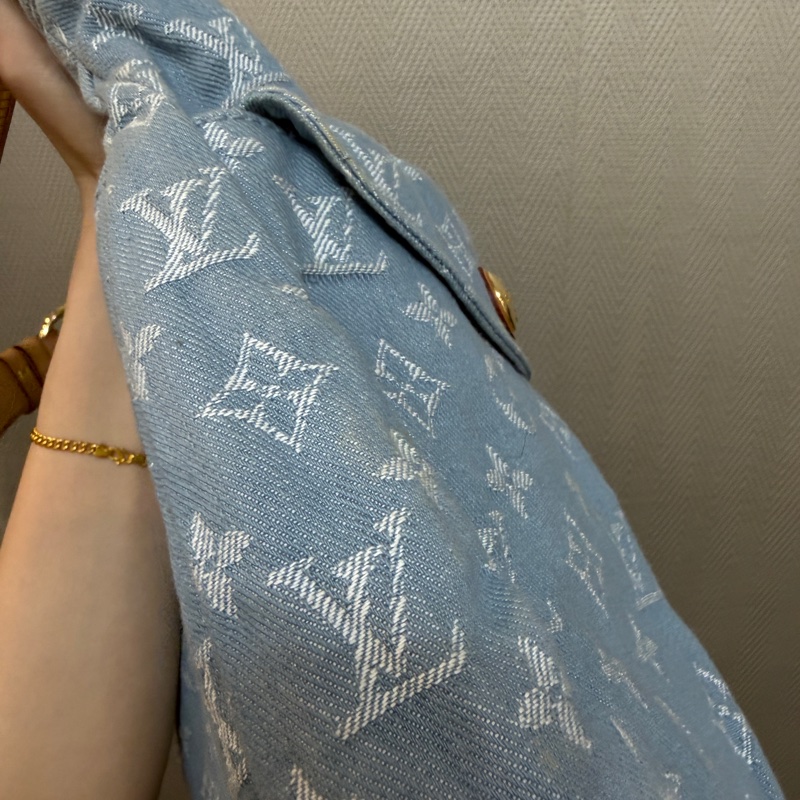 LV 藍丹寧布白Logo Daily GM手提肩背托特包M40492-6