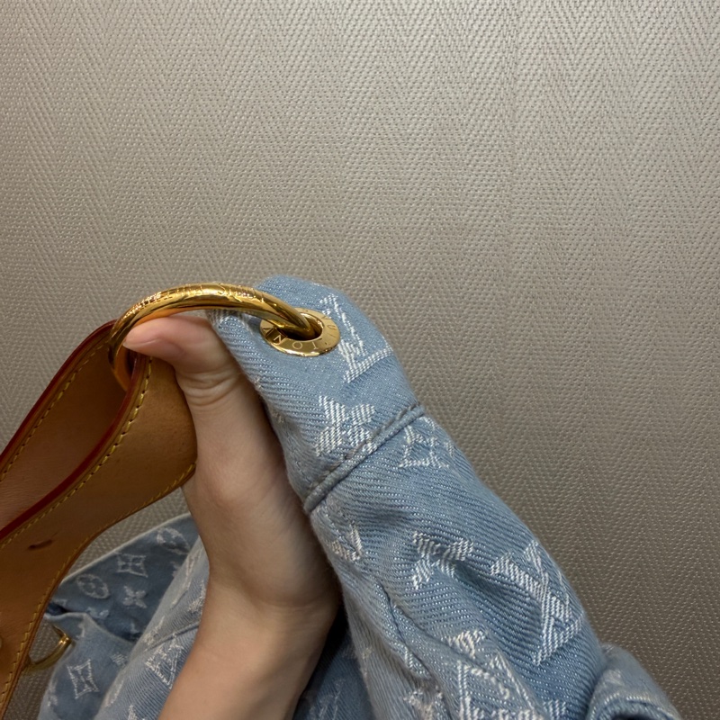 LV 藍丹寧布白Logo Daily GM手提肩背托特包M40492-7