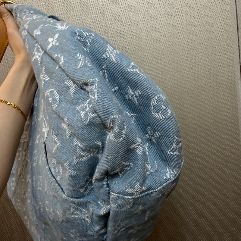 LV 藍丹寧布白Logo Daily GM手提肩背托特包M40492-8