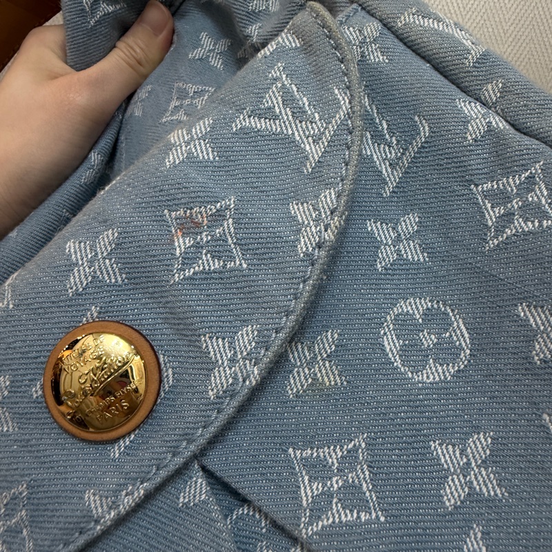 LV 藍丹寧布白Logo Daily GM手提肩背托特包M40492-9