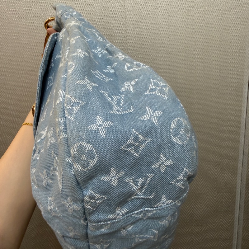 LV 藍丹寧布白Logo Daily GM手提肩背托特包M40492-12