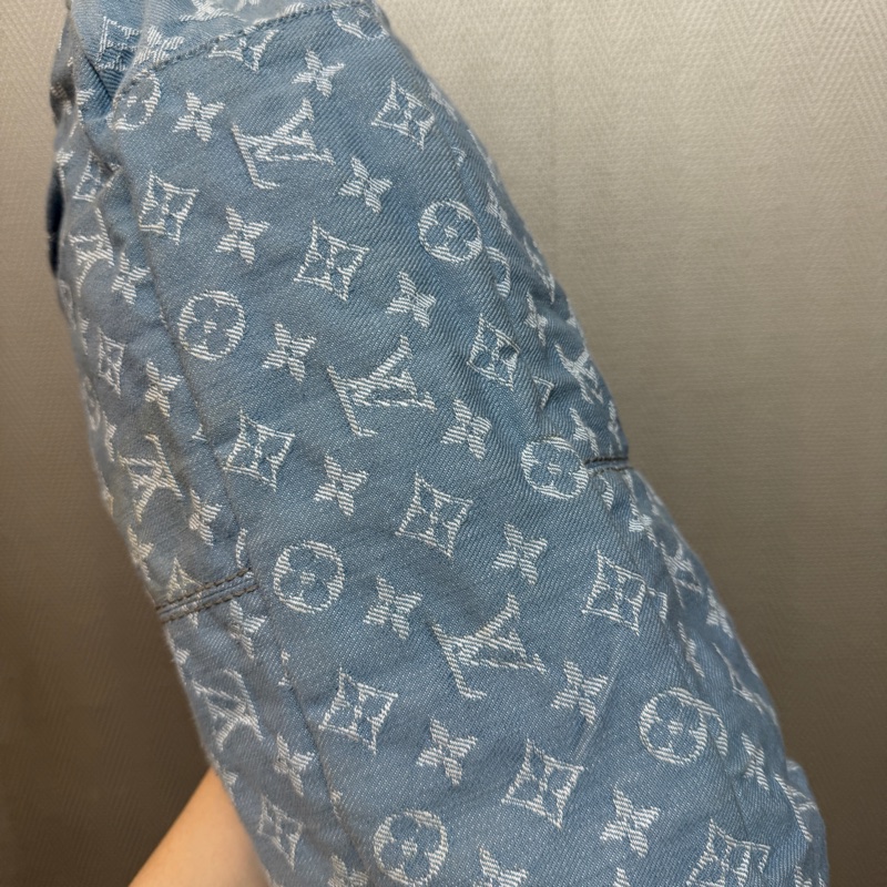 LV 藍丹寧布白Logo Daily GM手提肩背托特包M40492-15