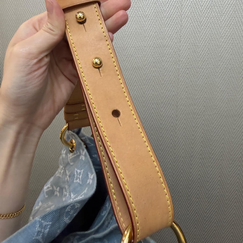 LV 藍丹寧布白Logo Daily GM手提肩背托特包M40492-19