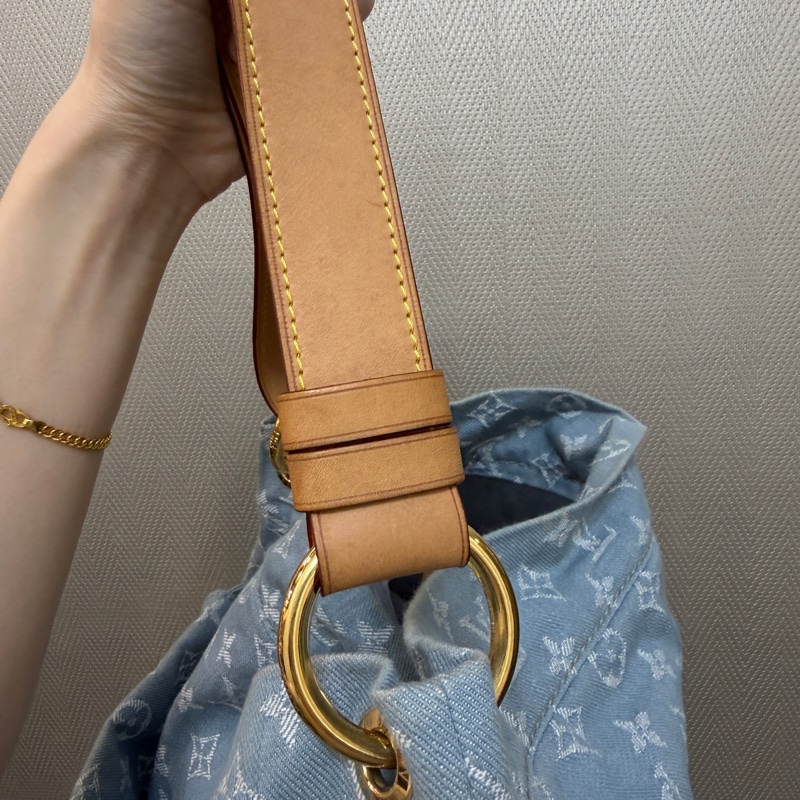 LV 藍丹寧布白Logo Daily GM手提肩背托特包M40492-21