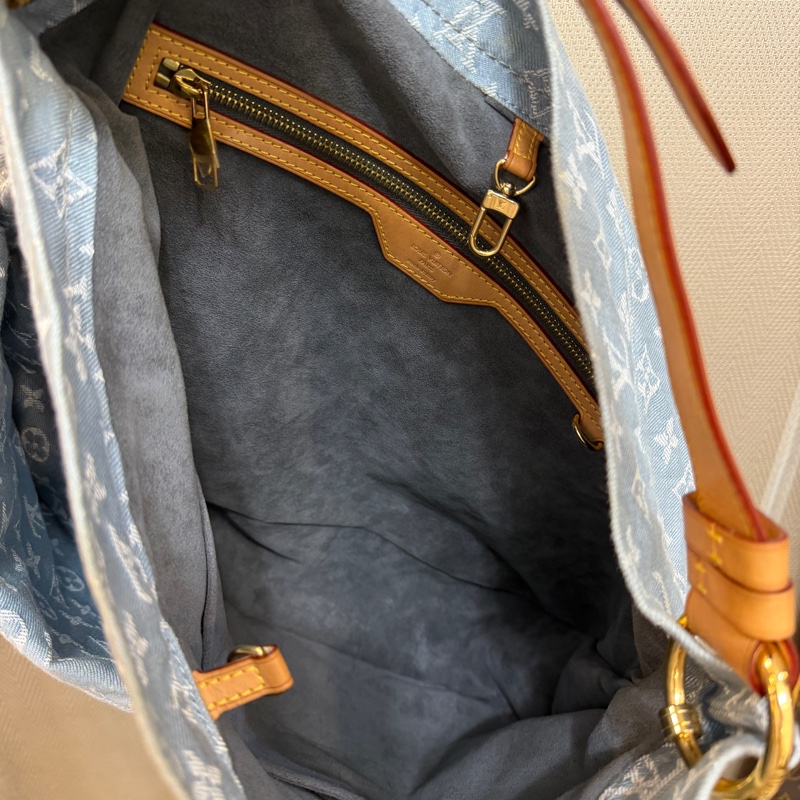 LV 藍丹寧布白Logo Daily GM手提肩背托特包M40492-25