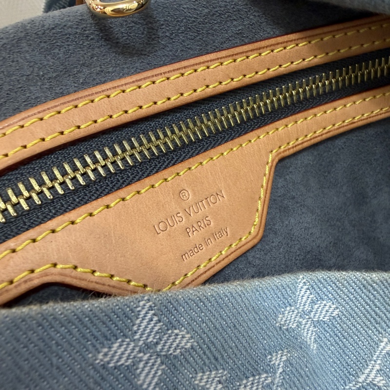 LV 藍丹寧布白Logo Daily GM手提肩背托特包M40492-27